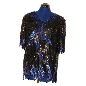 Vintage 100% Silk Beaded and Sequined fancy top